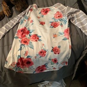 FLORAL STRIPE BASEBALL TEE